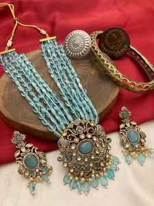 Ensemble oxydé traditionnel finition argent antique pour femmes bijoux en laiton de style ethnique pour les fêtes quotidiennes - Product Image 5