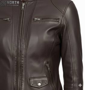 Chaqueta de cuero personalizada transpirable acolchada de cuero acolchado para mujer de invierno del mejor fabricante 2025 - Product Image 4