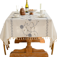 Nappe carrée vintage personnalisable de designer |   Coton tissé brodé |   Housse de table pour mariage, fête et événements
