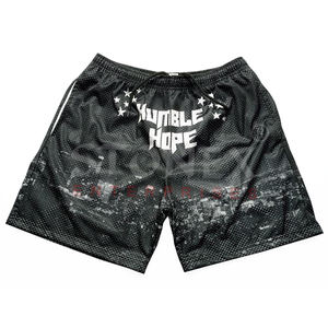 Short en maille vierge double couche en polyester personnalisé pour hommes avec impression graphique en maille de sublimation - Product Image 1