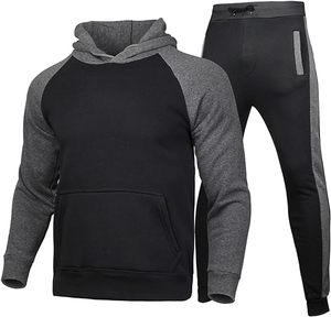 Ensemble sweat-shirt 2 pièces décontracté pour homme, couleur unie, pull à capuche à manches longues, écologique, respirant, polyester/coton, 300g, polaire - Product Image 2