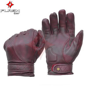 Guantes Cortos de Motocicleta Unisex de Cuero Genuino Encerado Morado Premium, Guantes Deportivos para Exteriores con Estampado de Carreras de Autos, Impermeables y Antideslizantes - Product Image 2