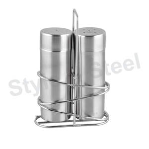 Juego de 3 piezas de sal y papel de acero inoxidable Juego de contenedores de especias con coctelera Diseño elegante CLÁSICO A precio al por mayor - Product Image 1