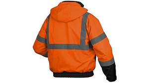 Veste de sécurité réfléchissante orange haute visibilité XX-Large Capuche attachée en coton et polyester imperméable Logo réfléchissant personnalisable - Product Image 5