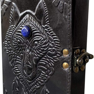 Wolf Design Luxury A3 Business Notebook Logotipo personalizado Impreso Piedra única Cuero negro suave Tapa dura Sillín Costura Organizador - Product Image 1