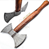 Hache de brousse de style Viking DD-AXE229 en acier Damas avec manche en bois de rose et étui en cuir de qualité industrielle pour la vente en gros