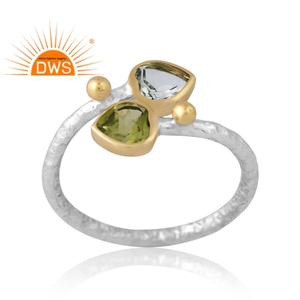 Bague en argent sterling dernière vente améthyste verte naturelle et péridot avec pierres précieuses fabricant de bijoux de conception personnalisée - Product Image 1