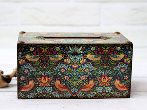 Portapañuelos de Madera Cuadrado Tradebyd, Esmaltado, Impreso, Ecológico, Premium, Hecho a Mano, para Decoración de Mesa - Product Image 4