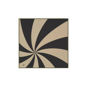 Black Beige Polyester Twill Square Scarf with Geometric Pattern - Product Image 1