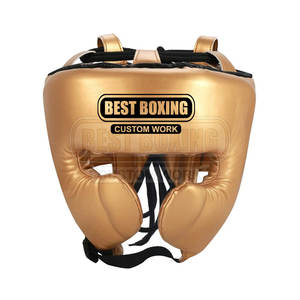 Protège-tête de boxe en cuir avec rembourrage de protection et couverture du menton pour une utilisation en kickboxing Protège-tête de boxe confortable - Product Image 1