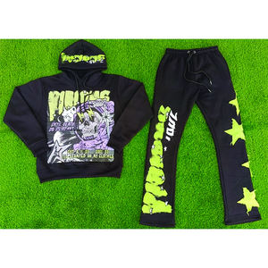 OEM personalizado sólido sol desteñido Streetwear 100% algodón pulóver chándal serigrafiado Sudadera con capucha pantalones de chándal conjunto pesado - Product Image 6