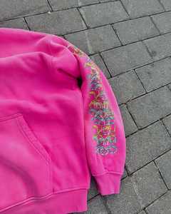 Sweat à capuche zippé oversize pour hommes avec impression de lettres vintage Manches longues lourdes Streetwear Hip Hop Vente en gros pour la saison d'hiver - Product Image 4