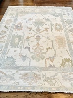 TAPIS TAPIS 10X14 Muted Beige Oushak tapis sourd haut mohawk noué à la main Vintage laine tapis pour salon, salle à manger maison