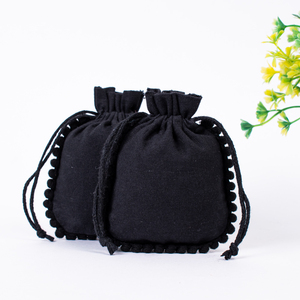 Bolsa de Regalo para Joyería, Collar y Pendientes, de Terciopelo Negro Indio, con Cordón, Hecha a Mano, Vintage, de 4x5 Pulgadas, con Logotipo Personalizado - Product Image 4