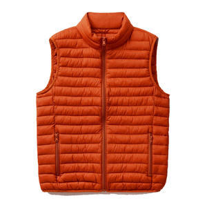 Chaqueta acolchada sin mangas para hombre, chaqueta acolchada con cremallera completa, con bolsillos delanteros, calidad prémium personalizada, color naranja, a la venta - Product Image 1