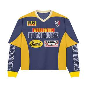 เสื้อยืดสเวตเตอร์แขนสองชั้นสำหรับผู้ชายเสื้อแฟชั่นผ้าคอตตอนพิมพ์ลายออกแบบได้ตามต้องการ - Product Image 3