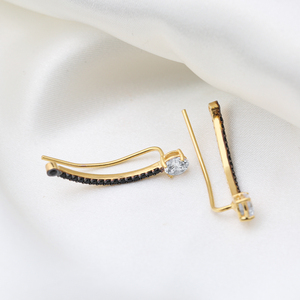 Geometric Round Shape Minimalist Cuff <b>Climber</b> Earrings CZ Stone 925 Sterling Silver Jewelry - Product Image 3