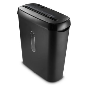 Déchiqueteuse de papier électrique à coupe transversale pour usage domestique et professionnel, déchiquette cartes et CD, capacité 8L, bande de 6 mm, noire - Product Image 1