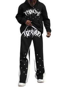 ชุดวอร์มผู้ชายแบบโอเวอร์ไซส์ แขนเสื้อแบบดรอปโชว์เดอร์ สกรีนโลโก้ตามสั่ง สไตล์แบ็กกี้ ผ้าฟลีซคอตตอน 100% ชุดลำลอง - Product Image 2