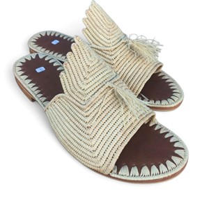 Moroccan Raffia Straw High Top Flat <b>Sandals</b> Closed Toe <b>Slip</b>-<b>On</b> Summer Fashion Breathable Rubber Outsole Genuine Leather Lining - Product Image 3