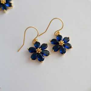 <b>Sapphire</b> Charm Huggie Hoop 925 Silver <b>Gold</b> Plated <b>Earrings</b> Vintage Style <b>Earrings</b> Gift for Her Blue <b>Sapphire</b> <b>Earrings</b> - Product Image 6