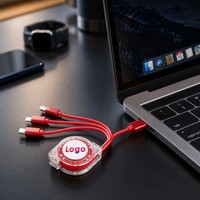 Kabel Data Pengisian Cepat 3-in-1 Bersertifikasi CE FCC 65W PD Mecha, Kabel Universal Berbahan Zinc Alloy dan Jalinan untuk Laptop dan Smartphone