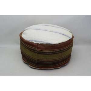 Puf de Cuero Marroquí Hecho a Mano, Otomana Tradicional Artesanal, Decoración del Hogar, Asiento Boho para Sala de Estar - Product Image 1