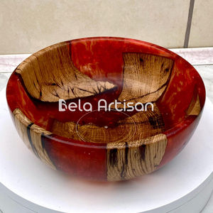 Bol en bois artisanal de qualité supérieure, style bohème, écologique et compatible lave-vaisselle, idéal pour les repas à la maison et les cadeaux d'affaires - Product Image 2