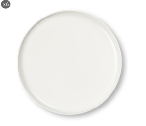 Dinnerware Set 6 Dinner Plates White Round Ceramic Elegant & Minimalist Design Matte Finish Durable 27 cm Nordic by Excelsa - Product Image 1
