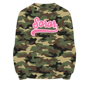 Sudadera con Cuello Redondo Camo Soror, Hermandad Griega, Rosa y Verde, Ropa Casual Elegante para Mujeres Universitarias - Product Image 5