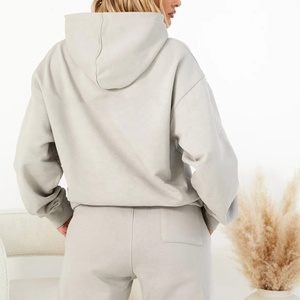 Nouveau design Sweat à capuche polaire d'hiver pour femmes 100% coton pull surdimensionné respirant de couleur unie avec Logo personnalisé Techniques lavées - Product Image 4