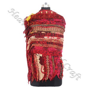 Recycled Silk Sari 15 Strips Designer Handmade Scarves Stole <b>Shawls</b> SC531 Fine Silk Wholesale Recycled Vintage Sari Female Scarf - Product Image 5