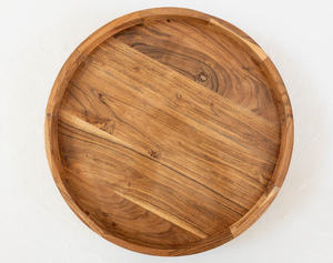 18-Inch Turntable Round Acacia Wood <b>Lazy</b> <b>Susan</b> Display Stand for Spice Condiments Glass Spice Rack Plate Rotating Table - Product Image 1