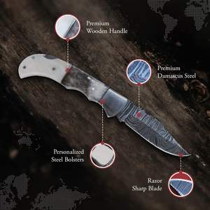 2024 nouveau Design professionnel Camping en plein air couteaux damas acier pliant couteau de poche petit Portable OEM personnalisable - Product Image 5