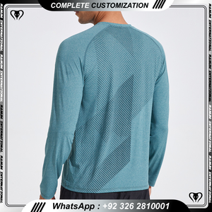 Gran oferta de verano, diseño de logotipo personalizado, impresión lisa, manga elástica, deportes, gimnasio, camiseta de manga larga para hombres - Product Image 4