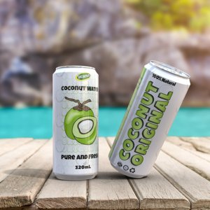 น้ำมะพร้าวเวียดนามคุณภาพสูง รสชาติมะม่วง ยี่ห้อ Wana สำหรับแบรนด์ส่วนตัว บรรจุภัณฑ์กระป๋อง (แบบกระป๋อง) น้ำอัดลมบริสุทธิ์ 100% - Product Image 1