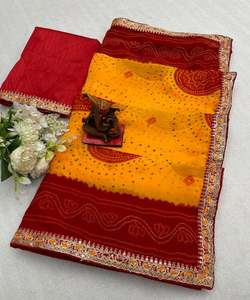 Dernière Fusion de Tradition Modernité Perle Travail Imprimé Volants Saree Mariages Les Plus Choisis Fêtes Surat Fabricant En Gros - Product Image 4