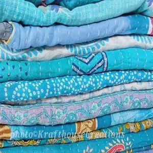 Indian Sari Handmade <b>Throw</b> Blanket Antique Saree Patchwork Twin Queen Bedspread Bedding Boho Kantha <b>Quilts</b> Vintage Kantha <b>Quilt</b> - Product Image 1
