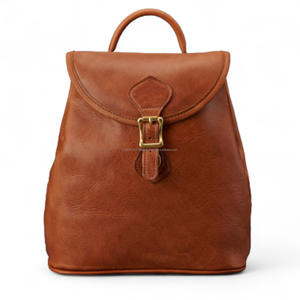 Premium Brown Leather Custom Women Backpack with Buckle Closure Strap Carrying College Outdoor Travel Fashion Wholesale Price - Product Image 1