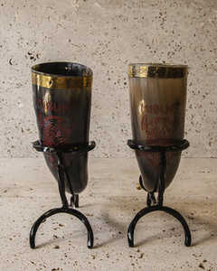 Viking poli naturel corne de buffle corne à boire Animal décoration de la maison pour les occasions de noël fabriqué Nature support inclus - Product Image 3