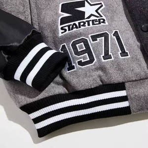 Veste de baseball pour homme en vente chaude, style streetwear, hiver, toile, col montant, doublure en laine, respirante, lettres, lettres brodées, prix bas, nouveauté - Product Image 3