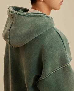 เสื้อฮู้ดผู้ชายแบบมีฮู้ดผ้าซักแบบเทอร์รี่ฟอกสีกรดสไตล์วินเทจสำหรับผู้ชาย - Product Image 6