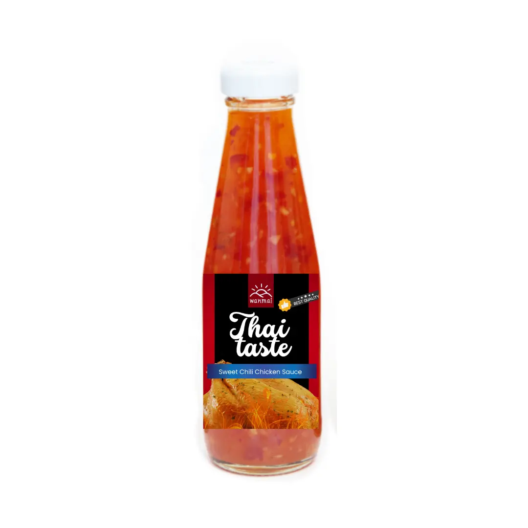 WANMAI29 Sauce au piment goût traditionnel sucré pour restaurant gastronomique 300ml Rouge Mason Brillant Jade Bouteille Chili Verre