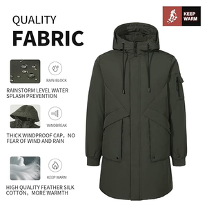 Parka déperlante d'hiver tendance pour hommes manteaux de remplissage en coton toile coupe-vent épaissir doudoune réversible imperméable - Product Image 2