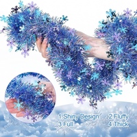 Guirlande de Noël bleue en forme de flocon de neige, décoration métallique pour les fêtes, pour arbre, cheminée, escalier, fête