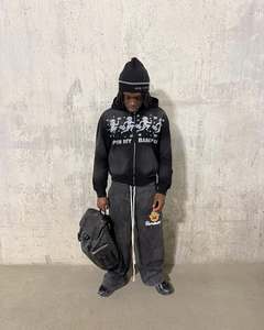 เสื้อฮู้ดผู้ชายซิปลายเฮฟวี่เวทสำหรับผู้ชายเสื้อผ้าแนวสตรีทผ้าเฟรนช์เทอร์รี่ผ้าซักใช้งานได้ตามต้องการ - Product Image 4