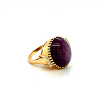Bague étoile rubis en or jaune 14 carats pour femme Bijoux de promesse en pierres précieuses naturelles avec diamant Cadeau de bague de mariage en pierre de naissance