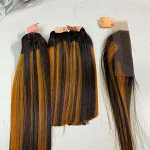 หนังกําพร้าบริสุทธิ์ที่ยังไม่ได้ผ่านการแปรรูปจากธรรมชาติ 100% จัดชิดการต่อผมมนุษย์สไตล์ Ombre ผมตรงจํานวนมากที่มีสีสันดึงคู่สุด - Product Image 5