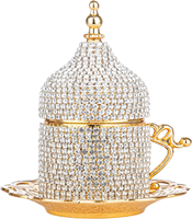 Ensembles de tasses et de mugs à café turc, ensemble cadeau islamique musulman, métal luxueux recouvert de perles, faible MOQ, écologique, personnalisable