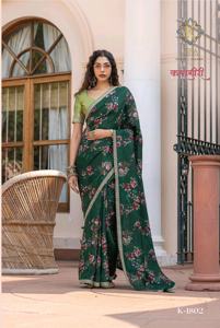 Grossiste indien Sari ethnique en pure viscose imprimé floral pour femmes Saree ethnique pour fêtes de mariage - Product Image 6